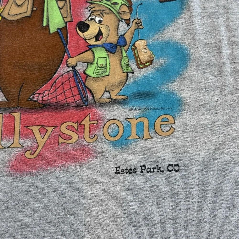 Estes Park Yogi Bear‎ Cartoon Graphic T-Shirt Gone Fishing Jellystone L/XL Y2K